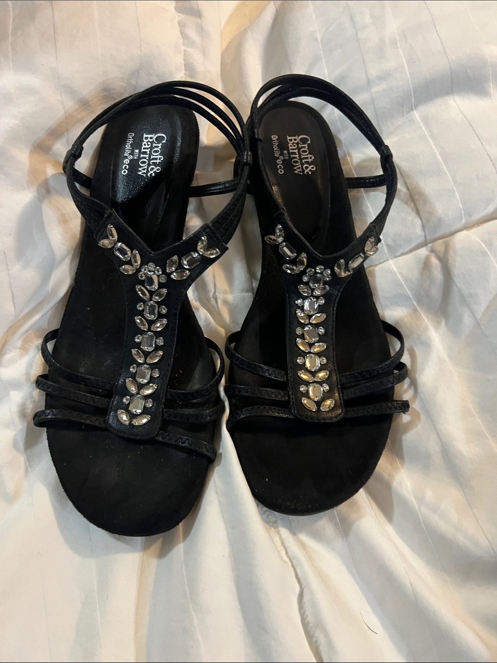 croft & barrow Black Jeweled Strappy Sandals